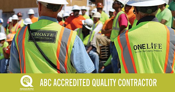 Choate Named Accredited Quality Contractor by ABC for Achievement in Construction Safety, Education, and Culture